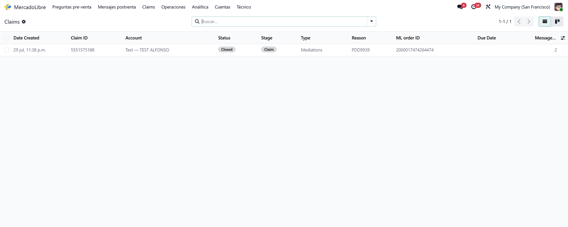 MercadoLibre Connector Claims